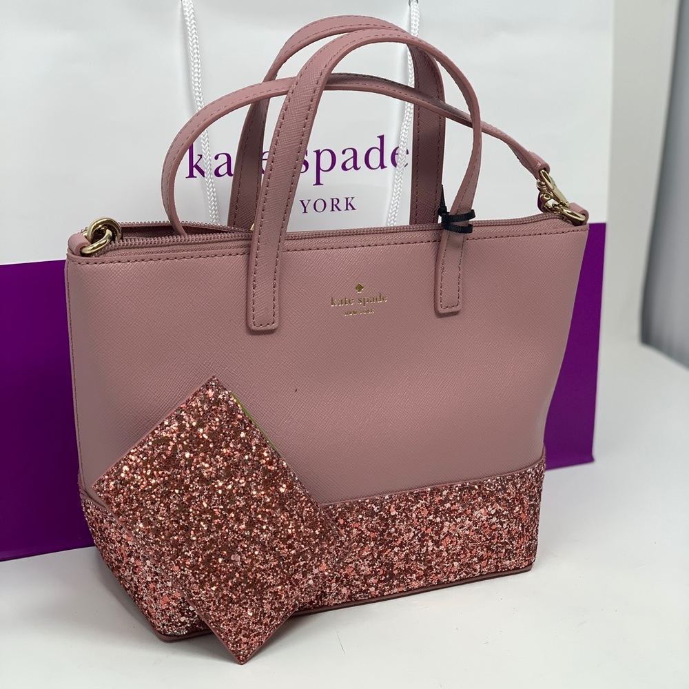 Kate spade Greta court ina pink glitter bag+wallet - Picture 2 of 8